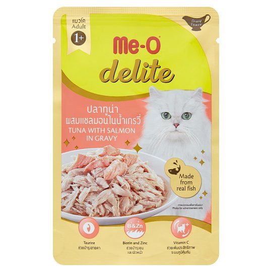 CD0183-Me-O Delite เพาซ์ 70 กรัม(ลัง/D6 โต ทูน่าผสมแซลมอนในน้ำเกรวี่)
