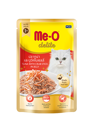 Me-O Delite 70gซอง/D4 โต ทูน่าและปูอัด ในเยลลี่