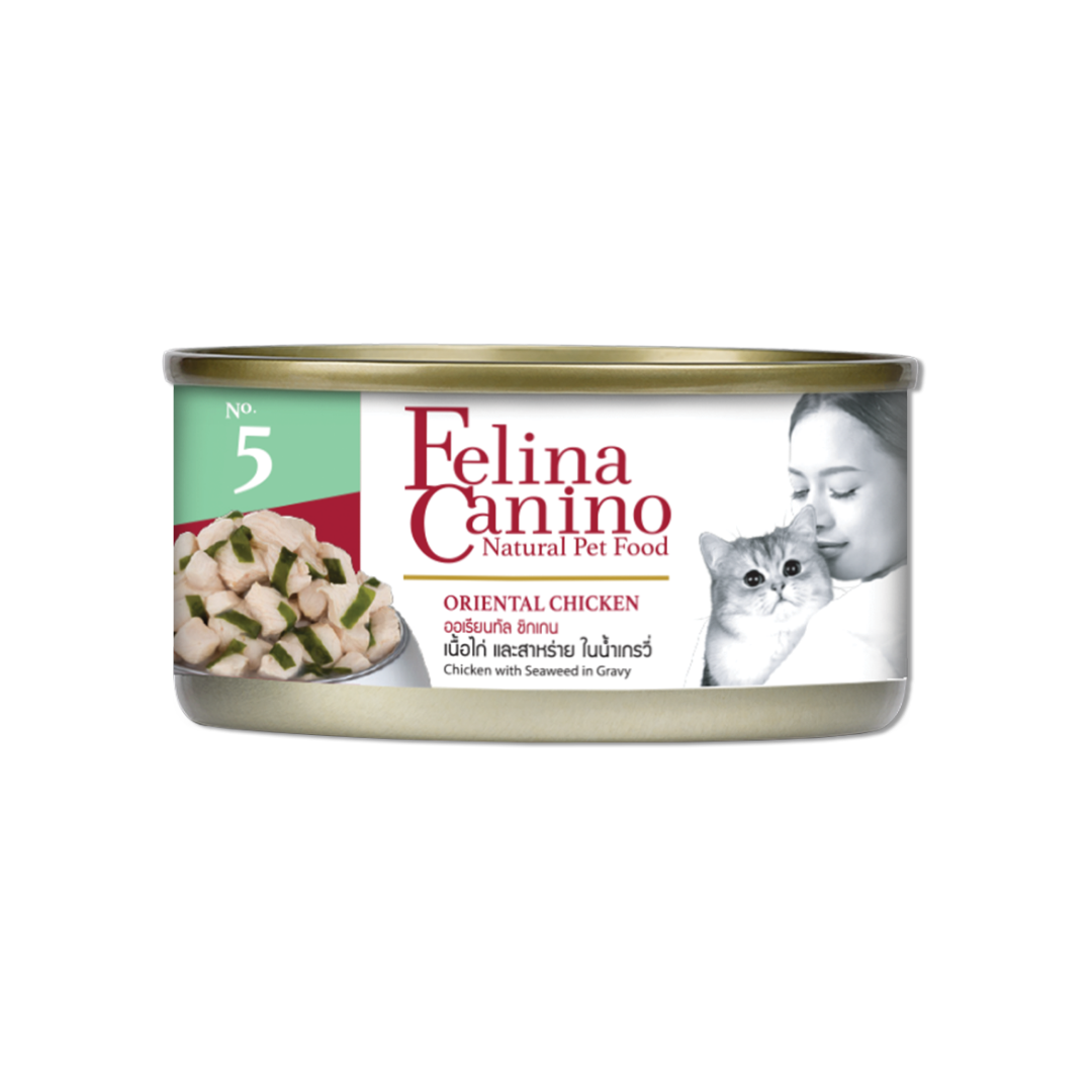 CD0259-Felina Canino แมว 70g.(กระป๋อง/no.5 เนื้อไก่ สาหร่าย)