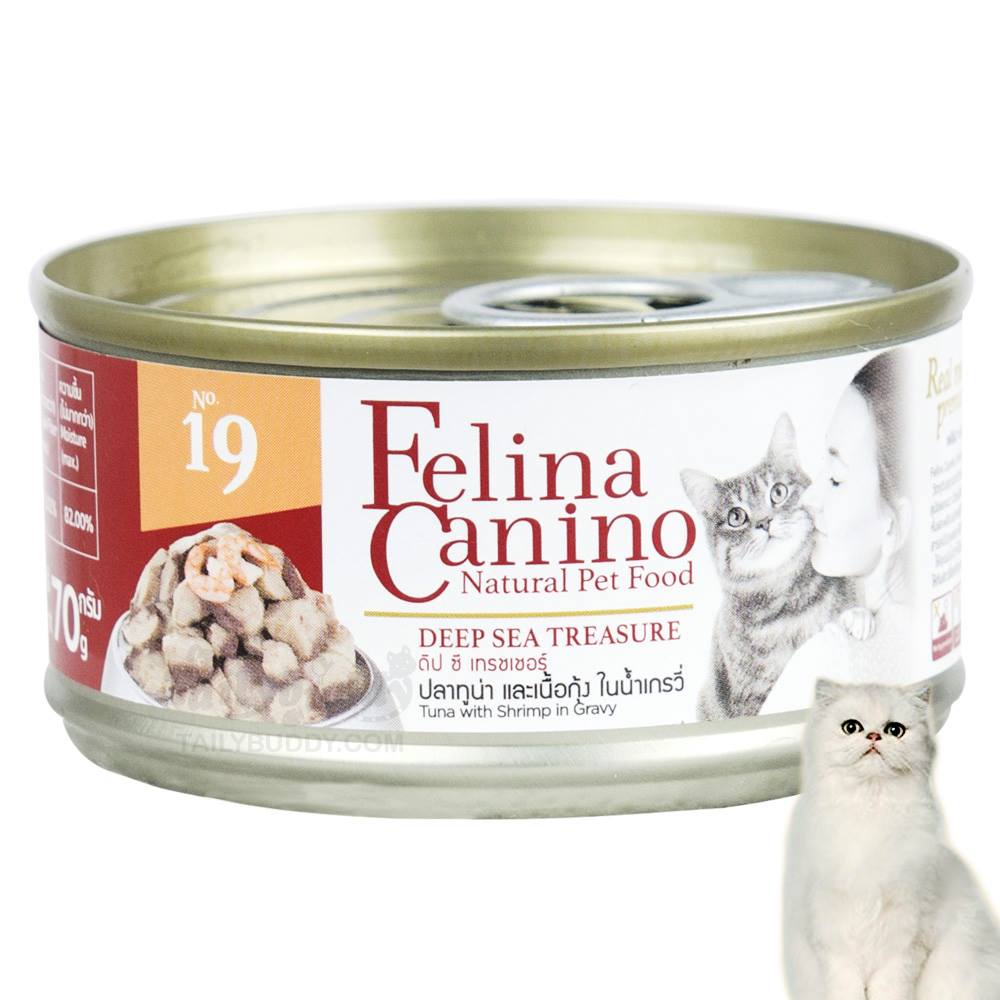 CD0259-Felina Canino แมว 70g.(กระป๋อง/no.19 ทูน่า เนื้อกุ้ง)