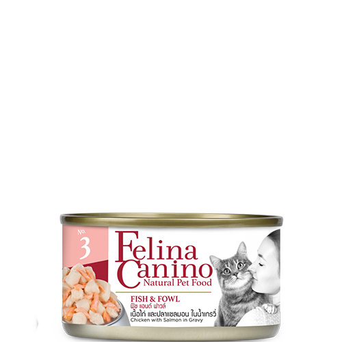CD0259-Felina Canino แมว 70g.(กระป๋อง/no.3 เนื้อไก่ แซลมอน)