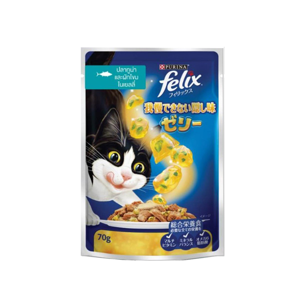 Felix 85g ซอง 09 ทูน่าและผักขมในเยลลี่