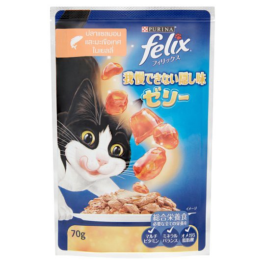 Felix 85g ซอง 07 แซลมอนและมะเขือเทศในเยลลี่