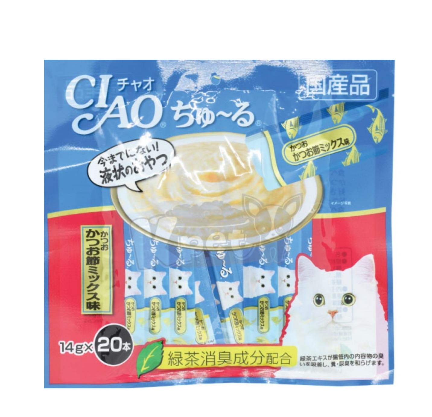 CD0111-CIAO Churu แมวเลีย(14g*40pcs.)+10pcs.(SC-132 สีน้ำเงิน รวมรสปลาทูน่ามากุโร่)