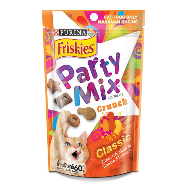 Friskies Party Mix กล่อง 60gx8ซอง Classic-ส้ม