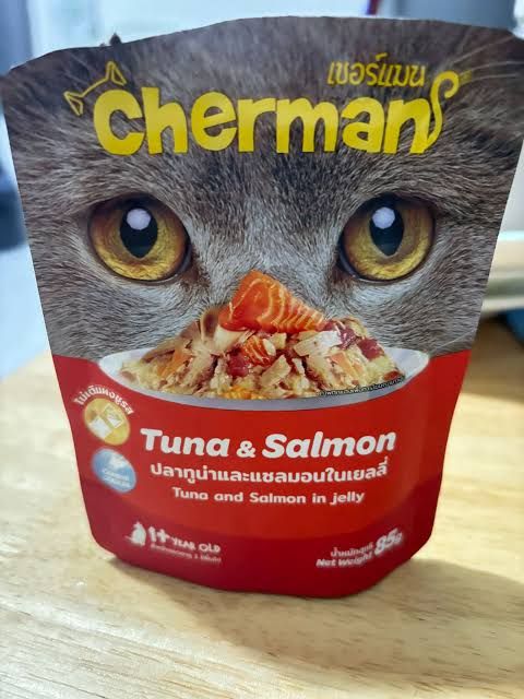 cherman-ซอง 85g ปลาทู+แซลมอน ในเยลลี่