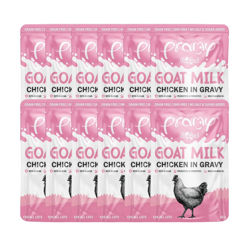 Pramy โหล 60gx12 GC02 Goat Milk+Chicken Gravy (นมแพะ+ไก่ เกรวี่)