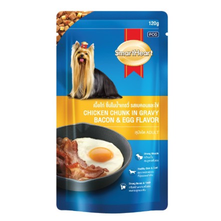 CD0077-smartheart เพาซ์ 120g กล่อง*12ซอง (เนื้อไก่ เกรวี่ เบคอนและไข่)