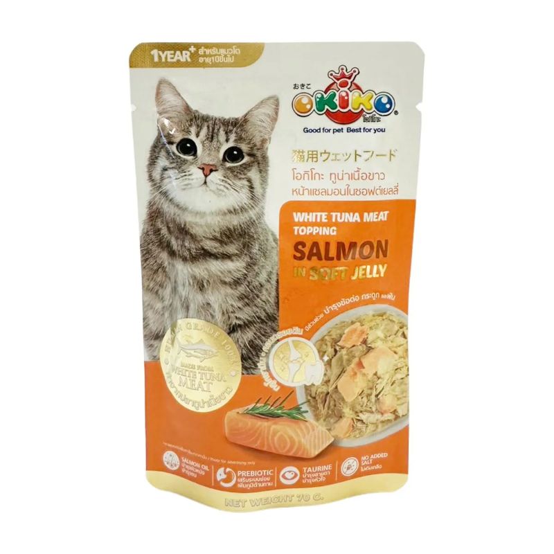 Okiko ลัง 70g โต เยลลี่ ทูน่า+แซลมอน
