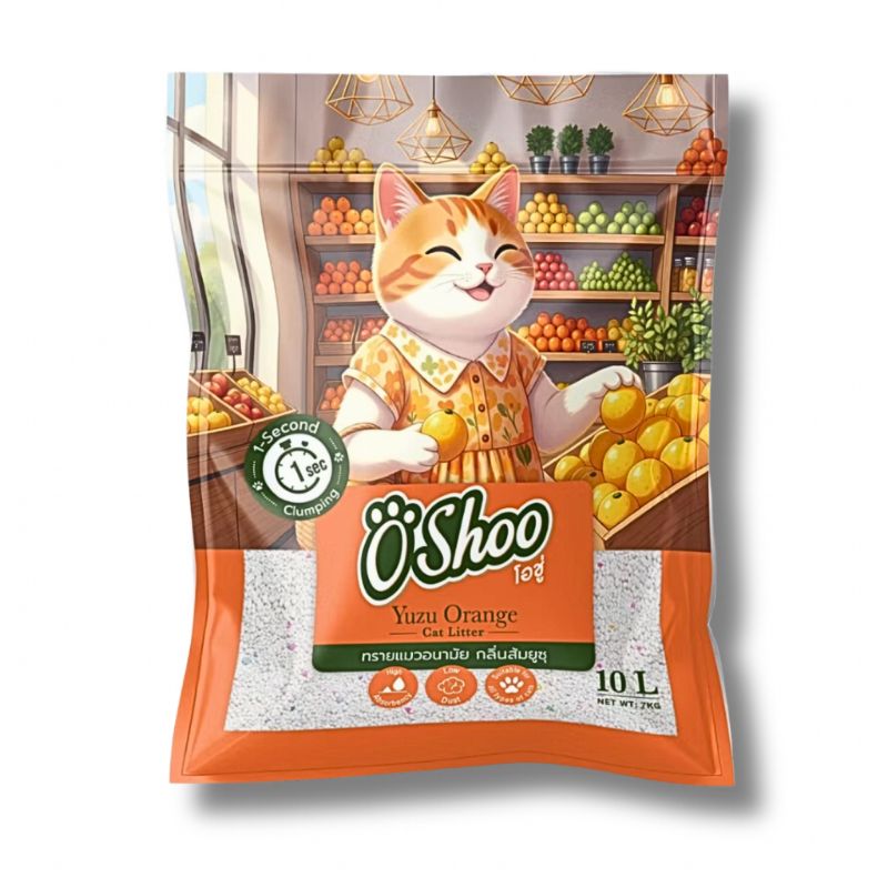 Oshoo ทรายแมว กส 10LX3 Yuzu Orange ( ส้มยูชุ )