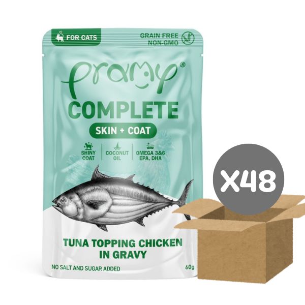 Pramy Complete ลัง 70g CF2 Skin&Coat (ทูน่าไก่เกรวี่)
