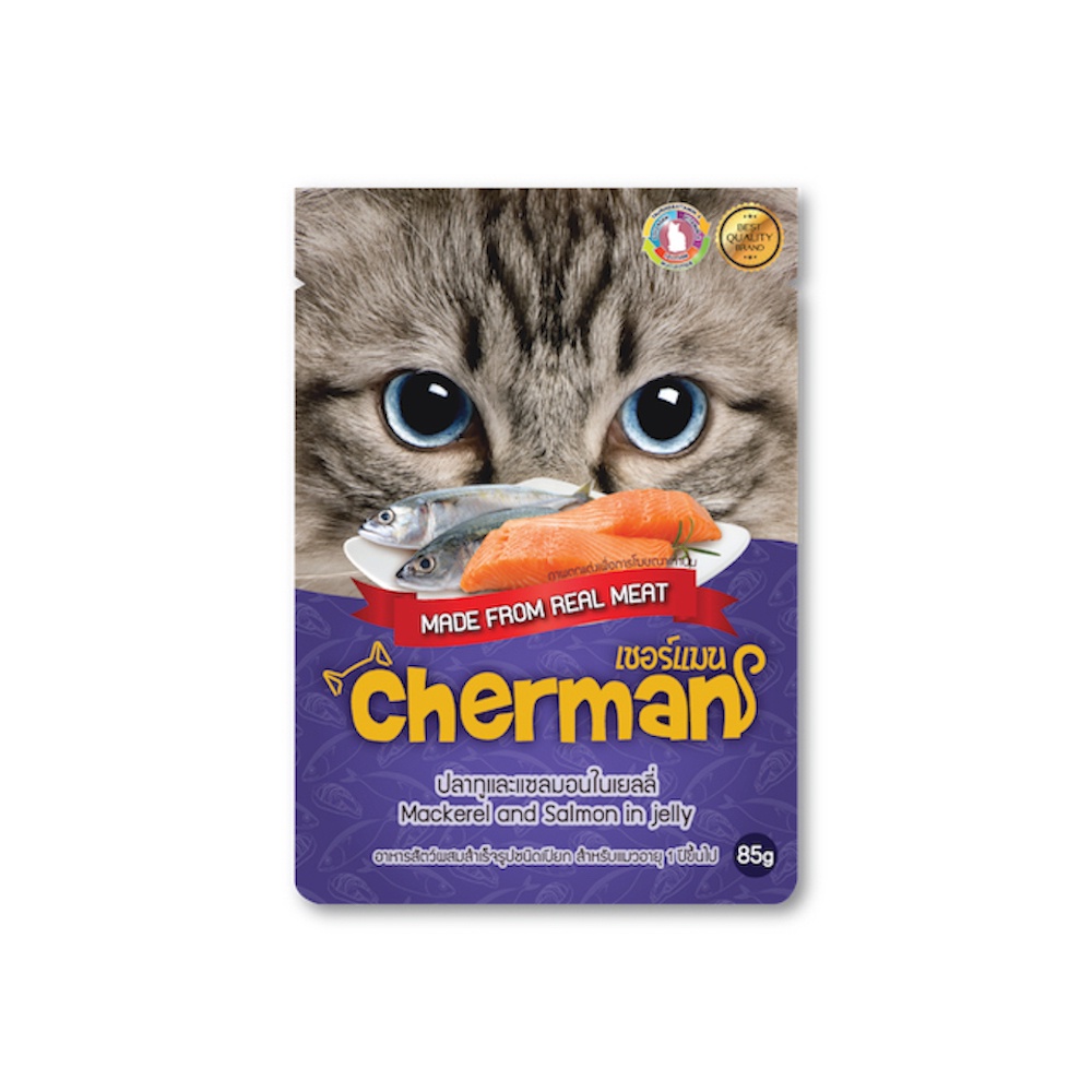 cherman-ลัง 85g ปลาทู+แซลมอน ในเยลลี่