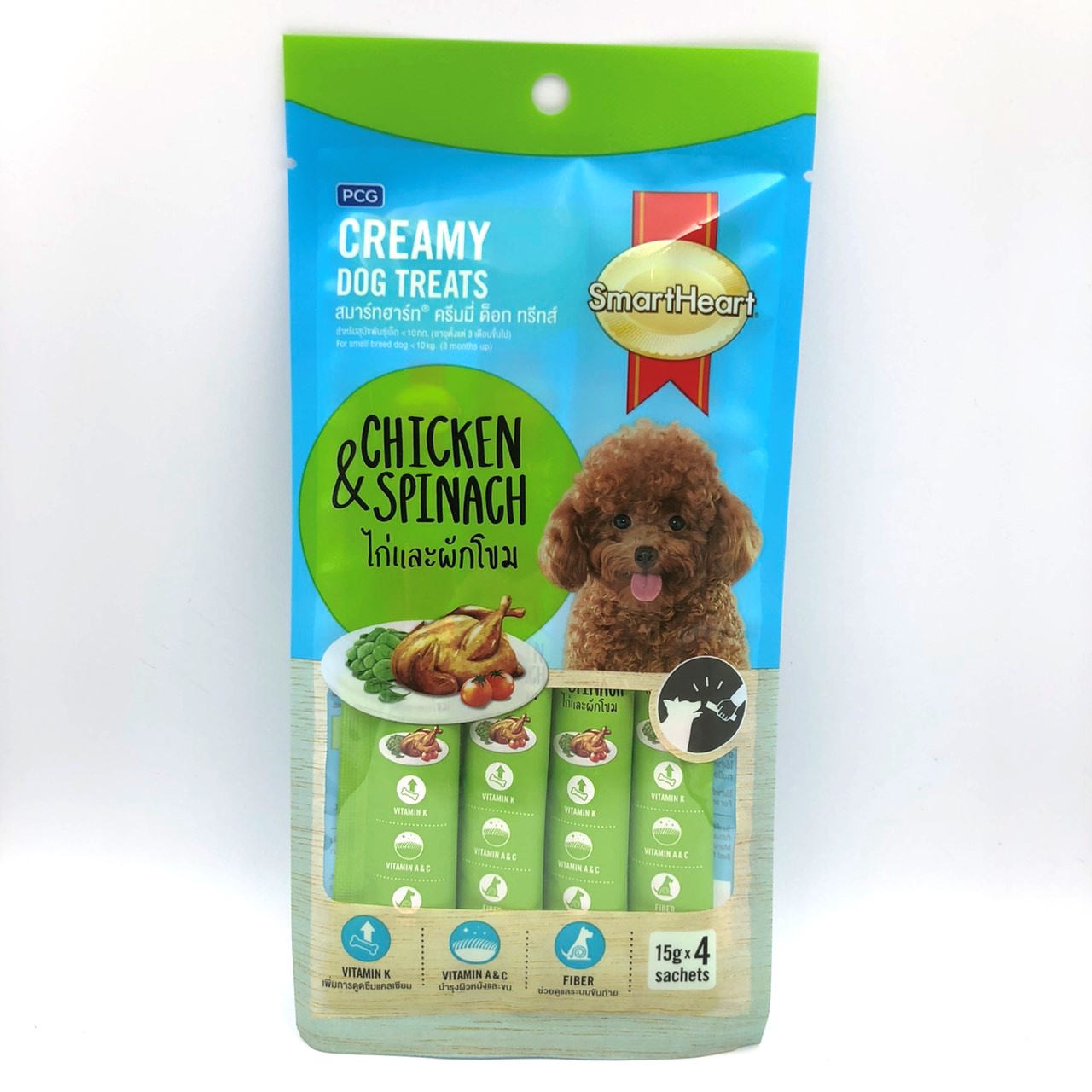 SmartHeart 15gx4 ซอง Creamy ไก่+ผักโขม